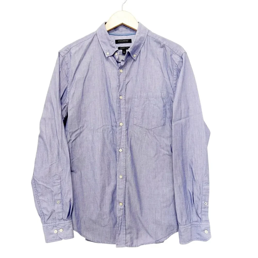 Banana Republic Blue Grant Fit Button Down Long Sleeve Shirt Sz L